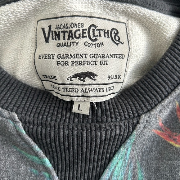 Jack & Jones Leaf Print Gray Sweater - Picture 3 of 4